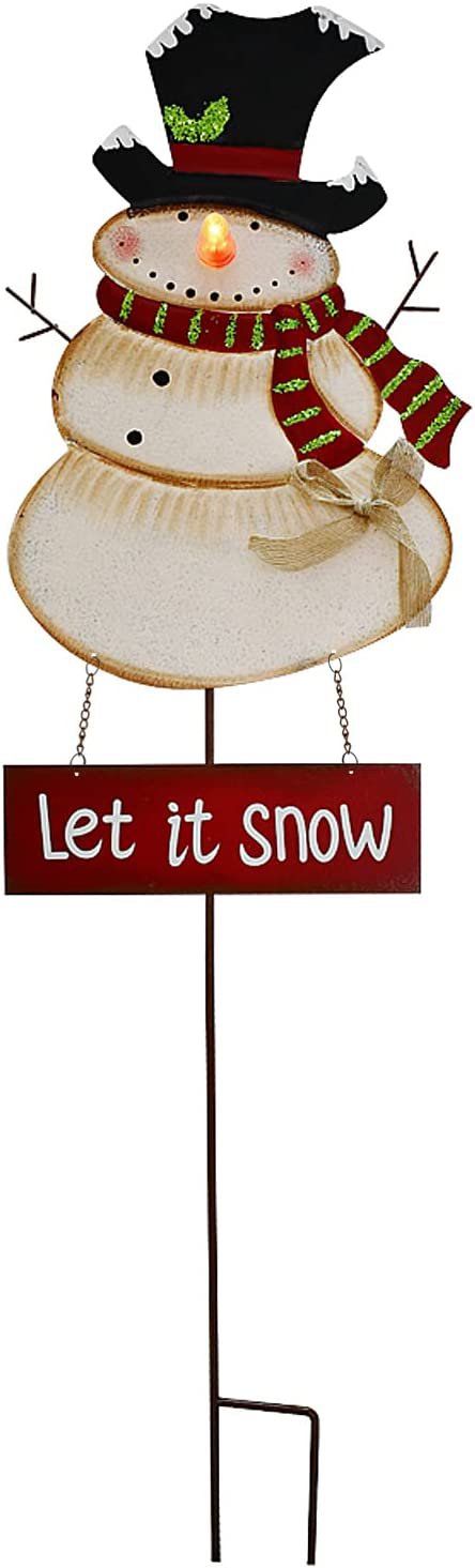 Garden Decor Nose Blinking Lighted Christmas Yard Signs Snowman Lawn Stakes Xmas Decor