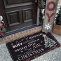 Rubber Welcome Door Mat, Decorative Indoor Outdoor Merry Christmas Doormat Black