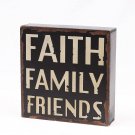Rustic Box Sign Decor with Saying Faith Family Friends Wood Plaque Hanging Wall