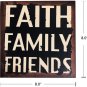 Rustic Box Sign Decor with Saying Faith Family Friends Wood Plaque Hanging Wall
