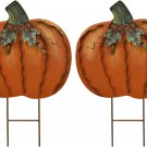 Metal Pumpkin Stake Fall Decor, Rustic Pumpkin Yard Sign with Stakes set of 2 Metal Pumpkin Stake Fall Decor, Rustic Pumpkin Yard Sign with Stakes set of 2
