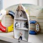 Beach Theme Display Boat with 3 Shelves White Nautical Standing Boat Shelf Decor