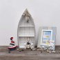 Beach Theme Display Boat with 3 Shelves White Nautical Standing Boat Shelf Decor