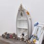Beach Theme Display Boat with 3 Shelves White Nautical Standing Boat Shelf Decor