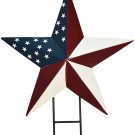 Metal Barn Stars Garden Stake Hanging Star Ornament American Flag Yard Sign USA