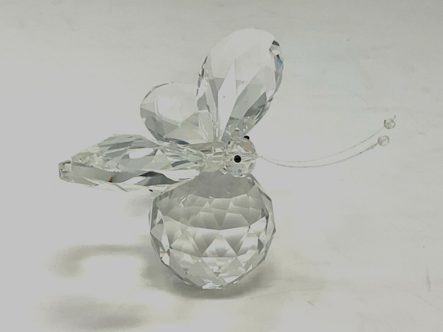 Crystal Flying Butterfly with Crystal Ball Base Figurine Collection Cut Glass