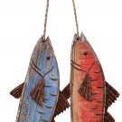 Wooden Fish Decor Hanging Wood Fish Decorations for Wall, Rustic Nautical Fish D