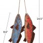 Wooden Fish Decor Hanging Wood Fish Decorations for Wall, Rustic Nautical Fish D
