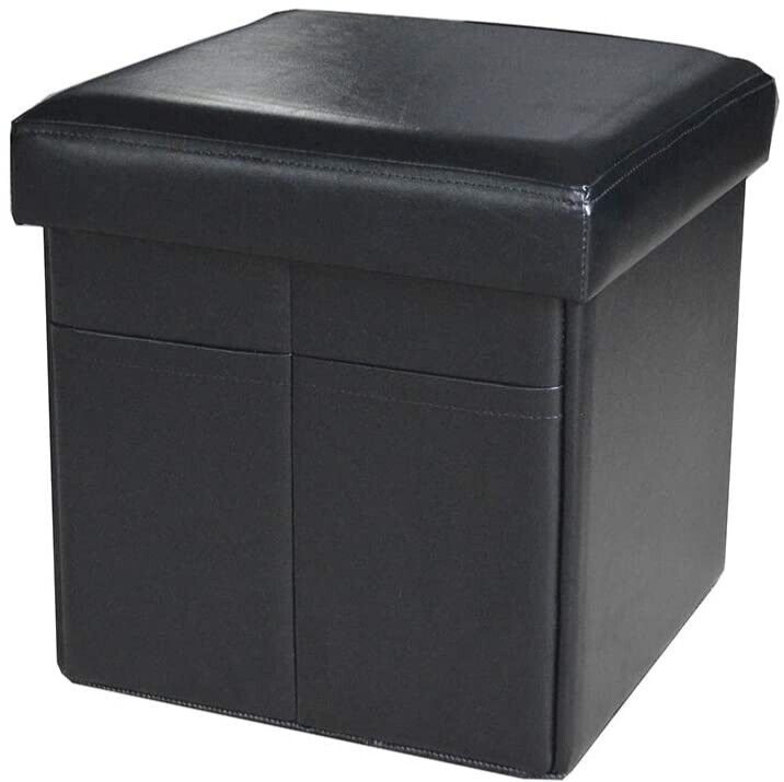 Faux Leather Storage Ottoman Bench Footrest Stool Ottoman Bench 15"X15"X15"