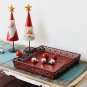 Vintage Style Metal Serving Tray Hand painted Home Decorative Tray with Handles