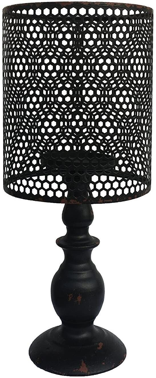 Rustic Candle Holders Metal Lantern Decorative Pillar Holder Candlestick Vintage
