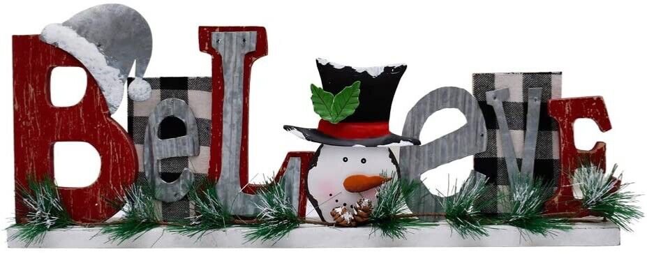 Christmas Wood Believe Sign for Home Decor 16.5" X 6.75" Believe Block Letter...
