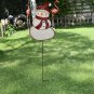 Outdoor Metal Yard Sign Lawn Stake LED Blinking Nose Christmas Snowman Yard Deco
