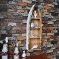 Wooden Boat Decor with 4 Shelf Hanging Wood Boat Decoration for Wall Rustic boat