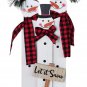 Snowman Table Top Decoration Wood Xmas Sign, Decorative Snowman with Buffalo Sca