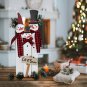 Snowman Table Top Decoration Wood Xmas Sign, Decorative Snowman with Buffalo Sca