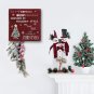 Snowman Table Top Decoration Wood Xmas Sign, Decorative Snowman with Buffalo Sca
