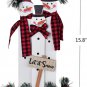 Snowman Table Top Decoration Wood Xmas Sign, Decorative Snowman with Buffalo Sca