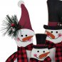 Snowman Table Top Decoration Wood Xmas Sign, Decorative Snowman with Buffalo Sca