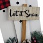 Snowman Table Top Decoration Wood Xmas Sign, Decorative Snowman with Buffalo Sca