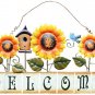 Metal Sunflower Welcome Sign Hanging Wall Art Door Decor for Indoor Outdoor Gard