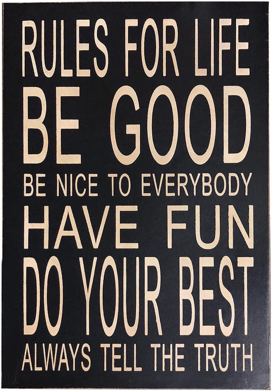 Rustic Wood Sign Decor with Saying Rules for Life Wood Plaque Hanging Wall Art