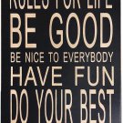 Rustic Wood Sign Decor with Saying Rules for Life Wood Plaque Hanging Wall Art