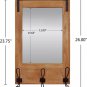 Wood Wall Mirror with Hooks Rustic Wooden Frame Hanging Wall Mirror for Anyroom