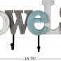 Mounted Wood Word Towels Sign Towel Hook for Bathroom Home Wall Decor (Multi...