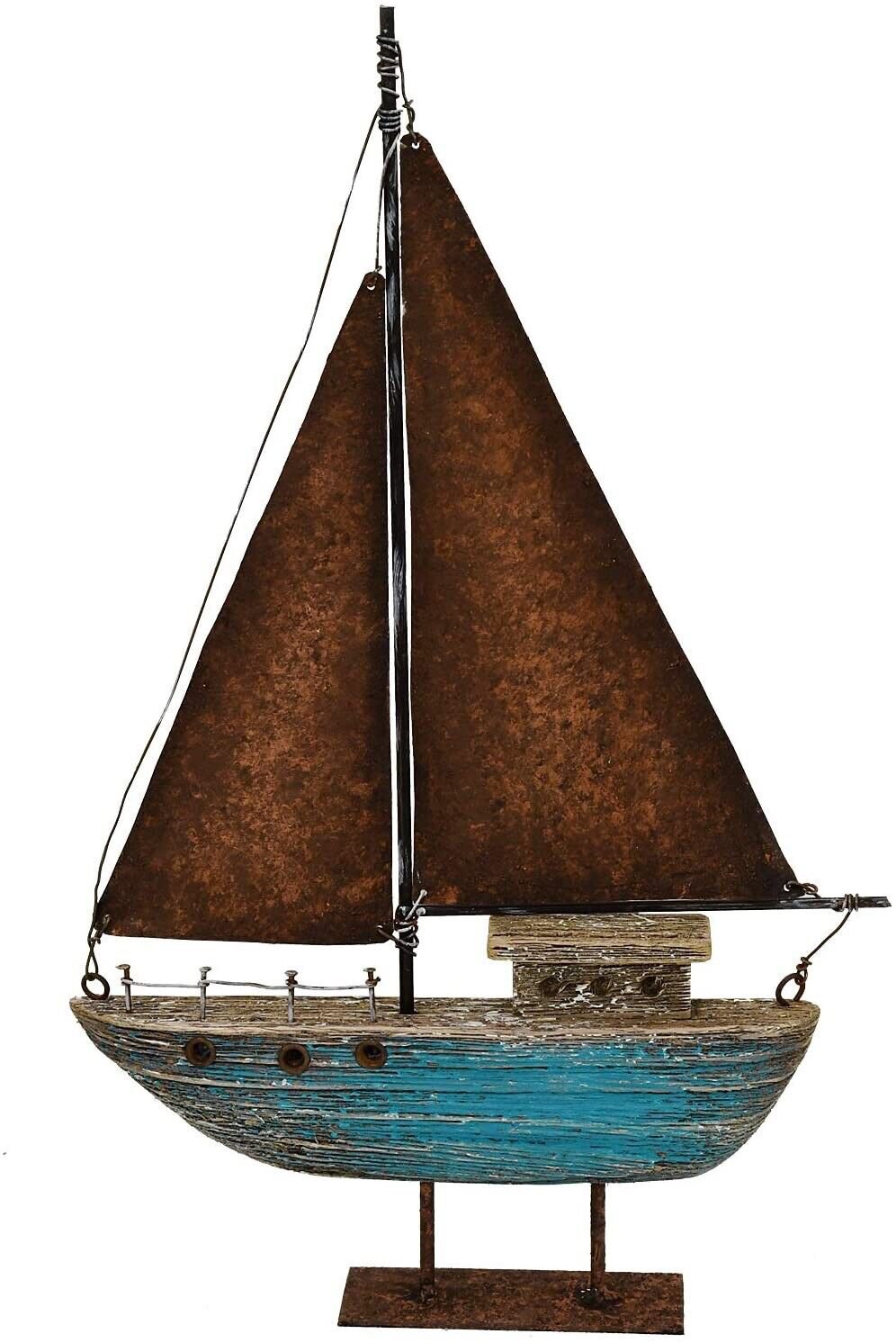 13.43 H Sail Boat Decor Display Rustic Nautical Beach Theme Room Decor Nautical