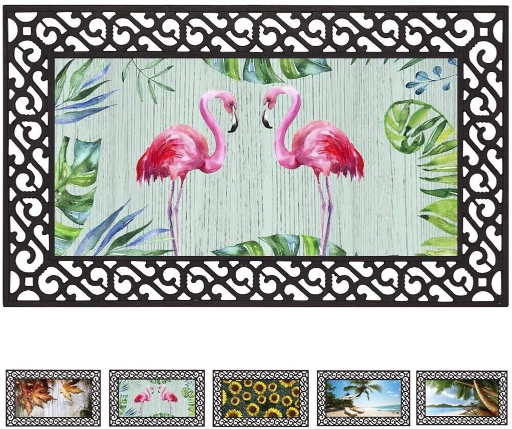 Rubber Welcome Door Mat, Decorative Indoor Outdoor Doormat Non Slip Front Door M