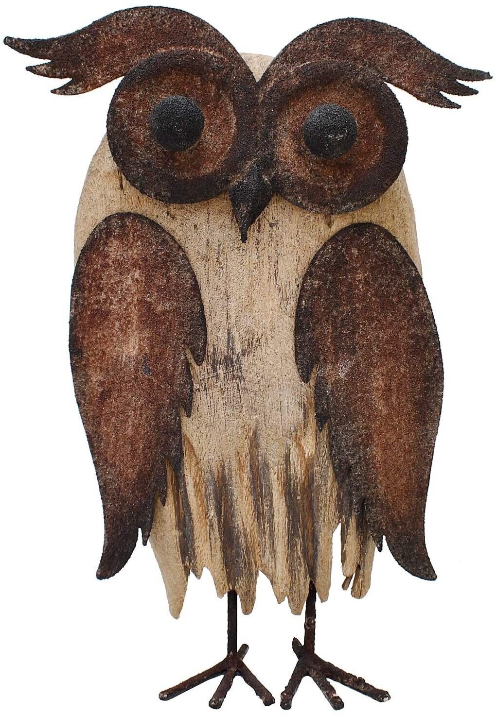 Wood Bird Figurine Home Decor Accent, Rustic Bird Statue Tabletop Decoration Owl