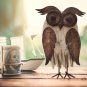 Wood Bird Figurine Home Decor Accent, Rustic Bird Statue Tabletop Decoration Owl