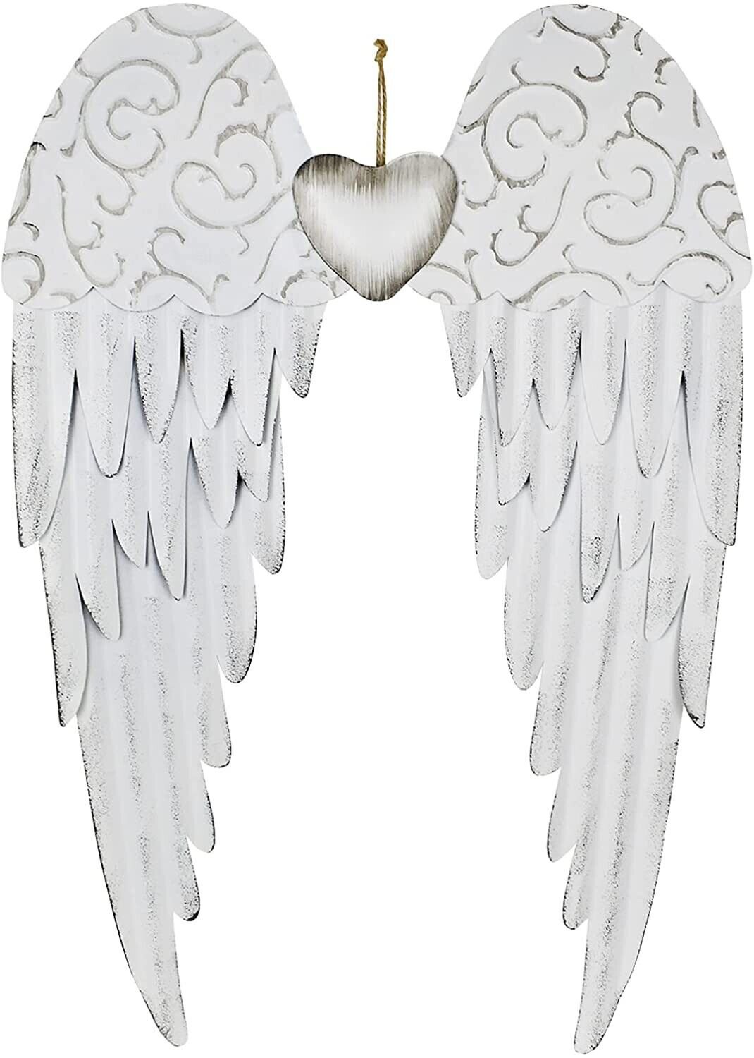 Antique Hanging Metal Angel Wings Wall D&Atilde;&copy;cor with Heart Decorative Angel...