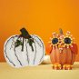 Metal Fall Pumpkin Decor Indoor Outdoor Standing Flat Pumpkin Decoration Autumn