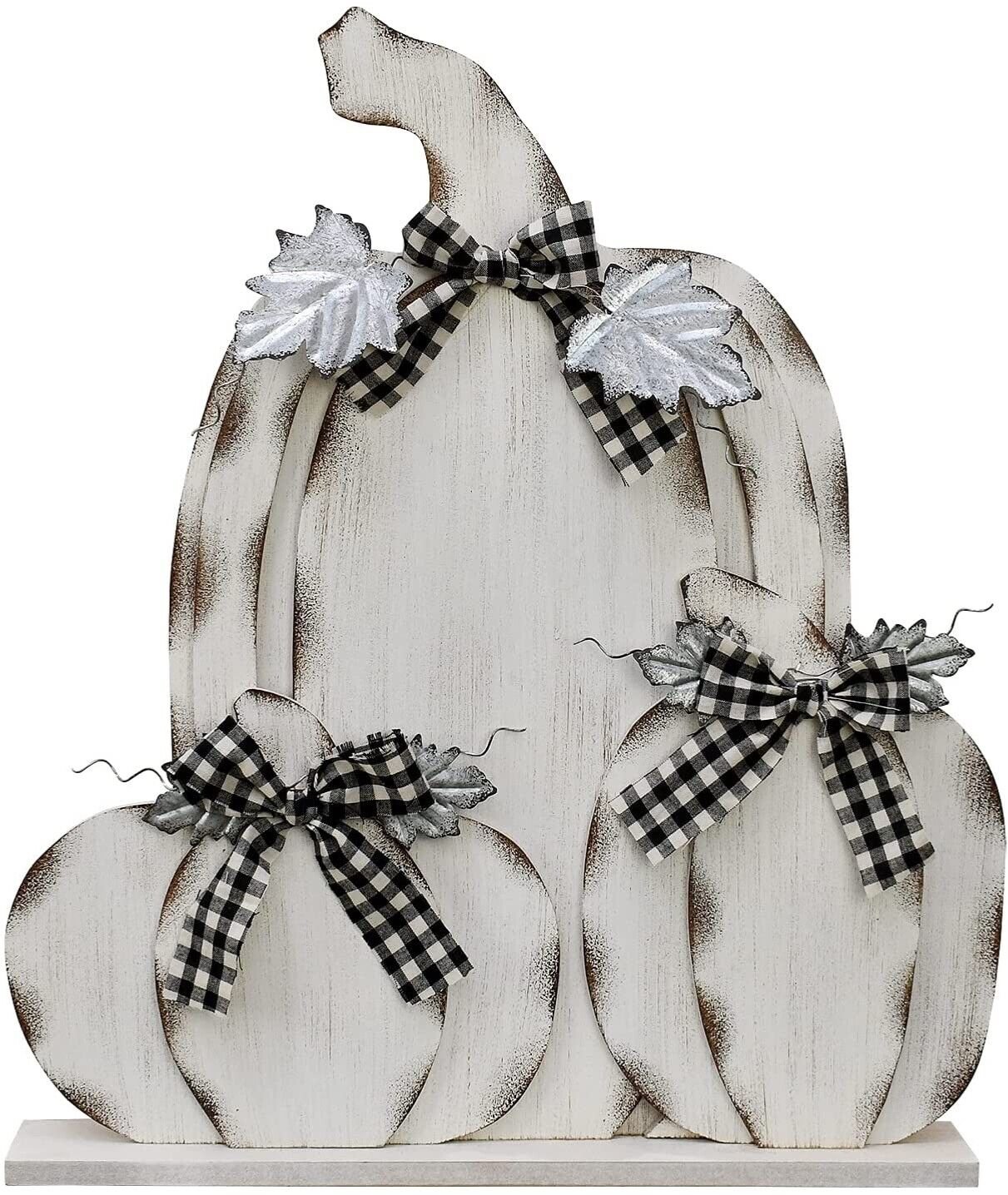 Wood Pumpkin Sign Rustic Halloween Indoor &Outdoor White Wooden Pumpkin Decor