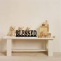 Wooden Cutout Freestanding texture Blessed Tabletop Decor, 16.5" X 5" Black