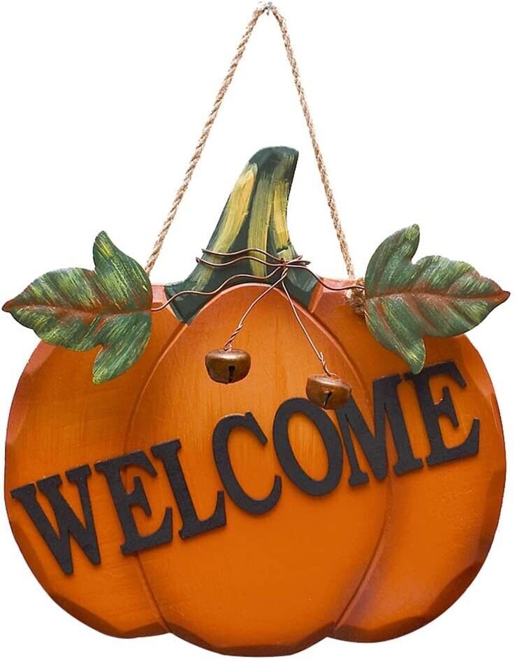 Welcome Pumpkin Sign Wood Wall D&Atilde;&copy;cor Autumn Fall Harvest Halloween Thanksgiving