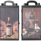 Set of 2 Wood Wine Box Carrying Case Double Bottle Wine Gift Box Holder decor Set of 2 Wood Wine Box Carrying Case Double Bottle Wine Gift Box Holder decor