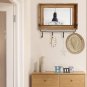 Wood Wall Mirror with Hooks Shelf, Rustic Wooden Frame Hanging Wall Mirror