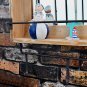 Wood Wall Mirror with Hooks Shelf, Rustic Wooden Frame Hanging Wall Mirror