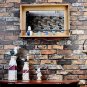 Wood Wall Mirror with Hooks Shelf, Rustic Wooden Frame Hanging Wall Mirror