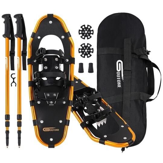 AMBIO Lightweight Aluminum Snowshoes For Adults & Kids – Comes With Poles & Bag