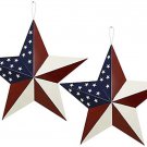 Patriotic Metal Barn Star Outdoor Indoor Hanging Wall Decor July4th 2pcs 12”x12”