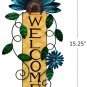 Welcome Sign for Front Door Decor Hanging Sign, Metal Flower Welcome Door Sign W
