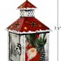 Decorative Christmas Lantern with Santa Pattern Rustic Metal Night Light 7.5âH