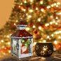 Decorative Christmas Lantern with Santa Pattern Rustic Metal Night Light 7.5âH