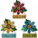 Vintage Flower Metal Welcome Sign Front Door Decor Hanging Wall Sign In-Outdoor
