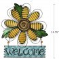 Vintage Flower Metal Welcome Sign Front Door Decor Hanging Wall Sign In-Outdoor