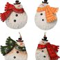 Christmas Hanging Ornament Metal Snowman Decor Set of 4, 4X3.5 Inch Rustic Chris